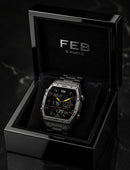 FEB PRESTIGE URBAN  MTP-1374D SILVER BLACK WATCH