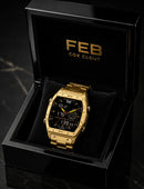 FEB PRESTIGE URBAN  MTP-1374D  GOLDEN BLACK WATCH